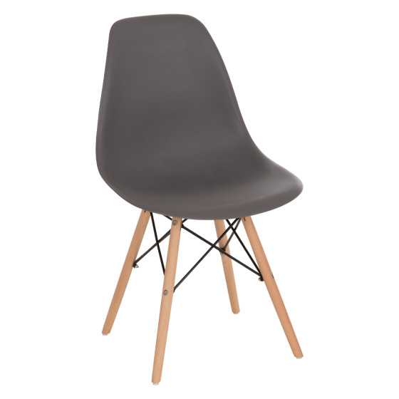Chair with wooden legs and seat Twist PP Grey HM8460.10 46x50x82 cm