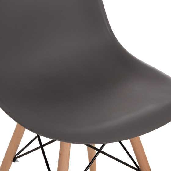 Chair with wooden legs and seat Twist PP Grey HM8460.10 46x50x82 cm