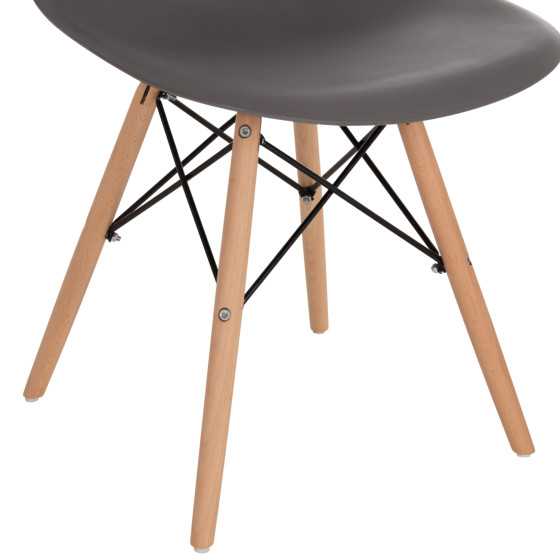 Chair with wooden legs and seat Twist PP Grey HM8460.10 46x50x82 cm