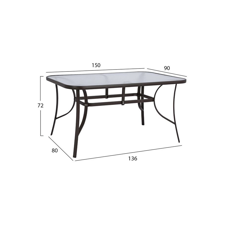 ΣΕΤ ΤΡΑΠΕΖΑΡΙΑΣ 5ΤΜΧ ΚΑΡΕΚΛΕΣ ΜΕ ΜΑΞΙΛΑΡΙ & ΤΡΑΠΕΖΙ 150X90 HM10570.02 ΚΑΦΕ