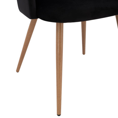 ΠΟΛΥΘΡΟΝΑΚΙ LEAH HM8543.04 ΜΕ ΒΕΛΟΥΔΟ ΜΑΥΡΟ ΚΑΙ ΜΕΤΑΛΛΙΚΑ ΠΟΔΙΑ 53x57x81 εκ.