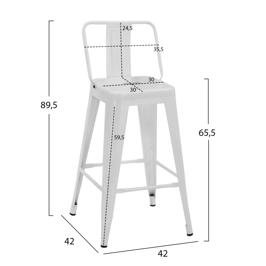 ΣΚΑΜΠΟ ΜΕΣΑΙΟΥ ΥΨΟΥΣ ΜΕΤΑΛΛΙΚΟ MELITA ΜΕ ΠΛΑΤΗ ΣΕ ΛΕΥΚΟ ΜΑΤ HM8574.31 42x42x89,5Υ εκ.