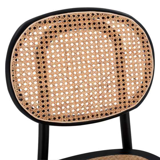 Wooden chair with rattan in black color HM8747 44x51x87cm