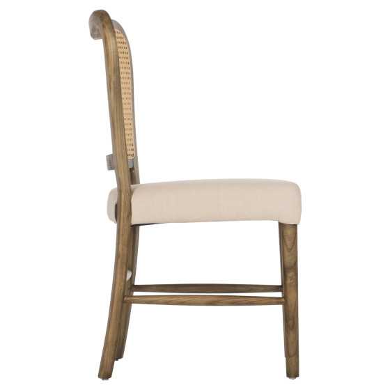 CHAIR TOON WOOD RATTAN BACK FABRIC SEAT HM9406.04 47x52x91.5Hcm.