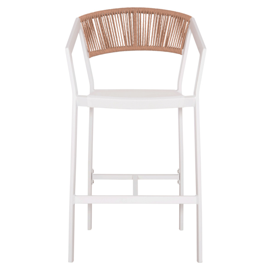 ΣΚΑΜΠΟ ΑΛΟΥΜΙΝΙΟΥ HM5892.12 ΜΕΣΑΙΟΥ ΥΨΟΥΣ RATTAN & TEXTLINE ΛΕΥΚΟ ΜΠΕΖ 55x56,5x99Y