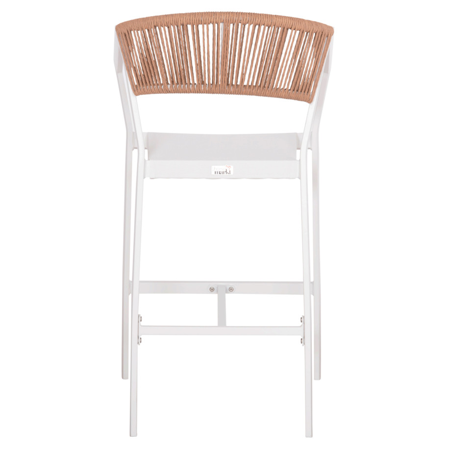 ΣΚΑΜΠΟ ΑΛΟΥΜΙΝΙΟΥ HM5892.12 ΜΕΣΑΙΟΥ ΥΨΟΥΣ RATTAN & TEXTLINE ΛΕΥΚΟ ΜΠΕΖ 55x56,5x99Y