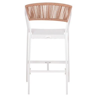 ΣΚΑΜΠΟ ΑΛΟΥΜΙΝΙΟΥ HM5892.12 ΜΕΣΑΙΟΥ ΥΨΟΥΣ RATTAN & TEXTLINE ΛΕΥΚΟ ΜΠΕΖ 55x56,5x99Y