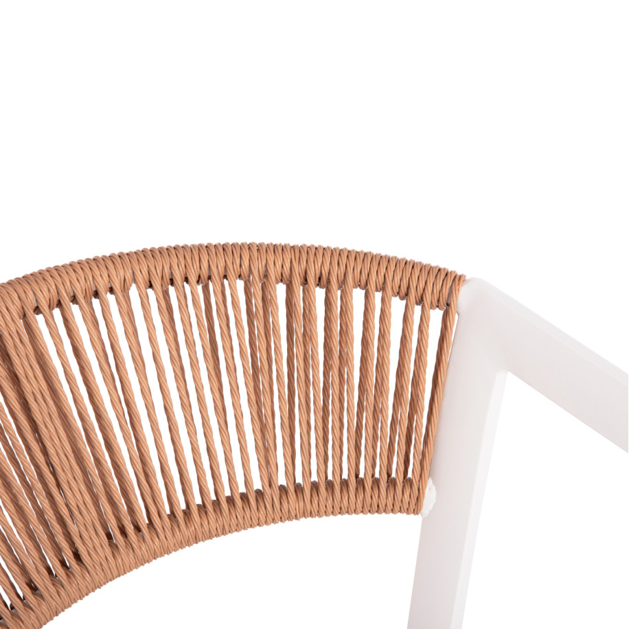 ΣΚΑΜΠΟ ΑΛΟΥΜΙΝΙΟΥ HM5892.12 ΜΕΣΑΙΟΥ ΥΨΟΥΣ RATTAN & TEXTLINE ΛΕΥΚΟ ΜΠΕΖ 55x56,5x99Y