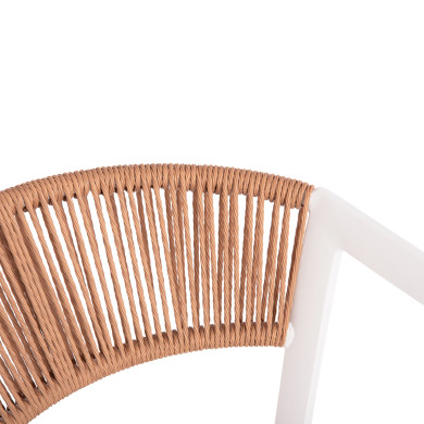 ΣΚΑΜΠΟ ΑΛΟΥΜΙΝΙΟΥ HM5892.12 ΜΕΣΑΙΟΥ ΥΨΟΥΣ RATTAN & TEXTLINE ΛΕΥΚΟ ΜΠΕΖ 55x56,5x99Y