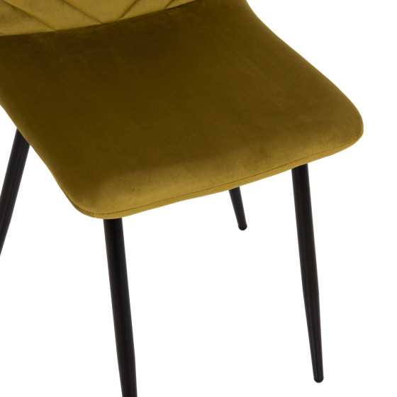 DINING CHAIR LATRELL HM8587.07 OLIVE GREEN VELVET & BLACK METAL LEGS 43x54x88Hcm.