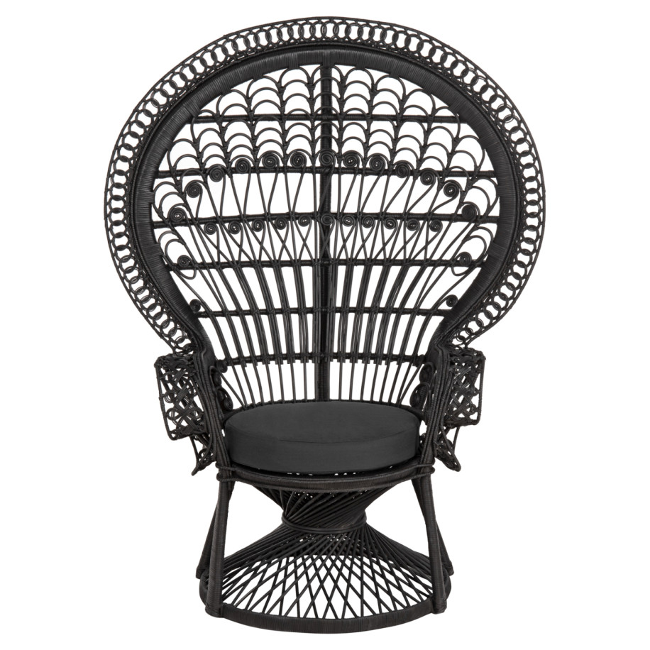 ΠΟΛΥΘΡΟΝΑ ROYAL PEACOCK HM9342.03 RATTAN ΜΑΥΡΟ-ΜΑΞΙΛΑΡΙ ΜΑΥΡΟ 114x72x150Yεκ.