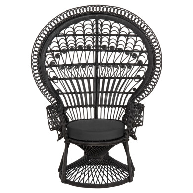 ΠΟΛΥΘΡΟΝΑ ROYAL PEACOCK HM9342.03 RATTAN ΜΑΥΡΟ-ΜΑΞΙΛΑΡΙ ΜΑΥΡΟ 114x72x150Yεκ.