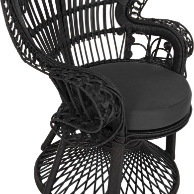 ΠΟΛΥΘΡΟΝΑ ROYAL PEACOCK HM9342.03 RATTAN ΜΑΥΡΟ-ΜΑΞΙΛΑΡΙ ΜΑΥΡΟ 114x72x150Yεκ.