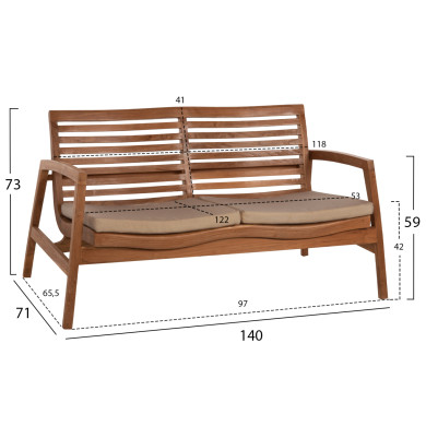 OUTDOOR LOUNGE SET 4PCS DOVER HM9624 RECYCLED TEAK WOOD-CUSHIONS IN MOCHA COLOR