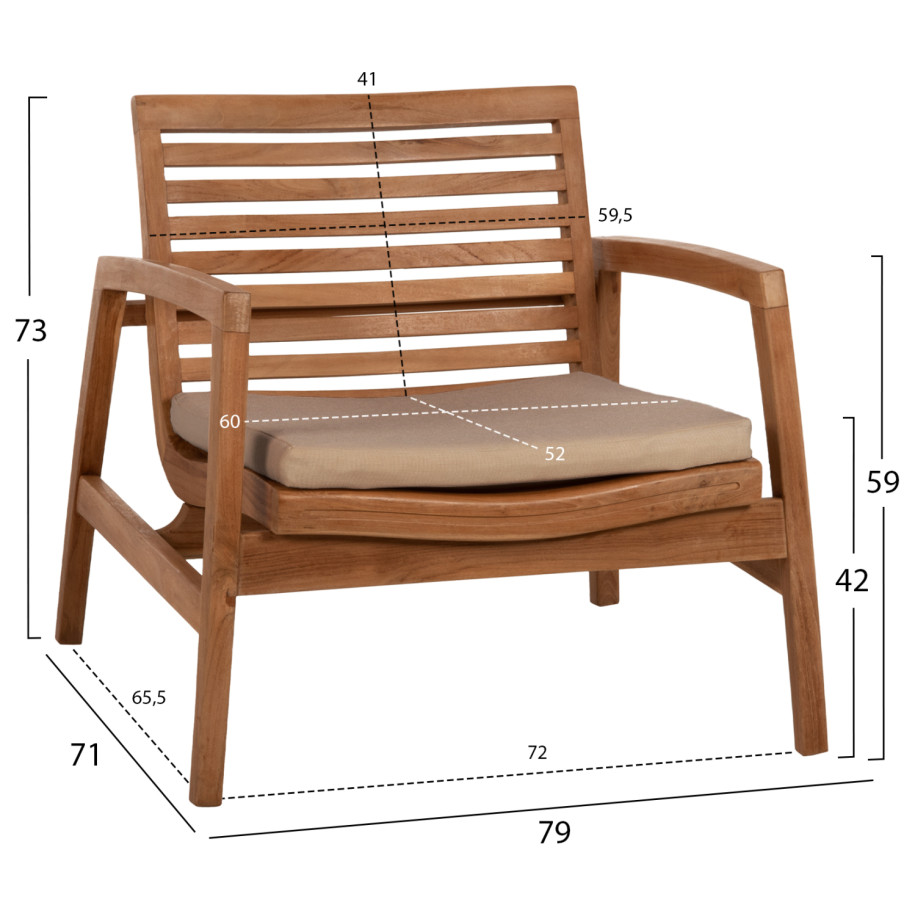 OUTDOOR LOUNGE SET 4PCS DOVER HM9624 RECYCLED TEAK WOOD-CUSHIONS IN MOCHA COLOR