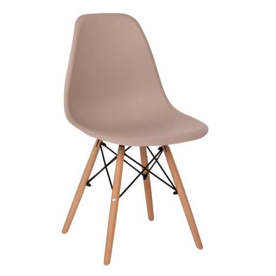 DINING CHAIR TWIST HM8460.35 WOODEN LEGS-POLYPROPYLENE LEGS-CAPPUCCINO COLOR 46x50x82Hcm.