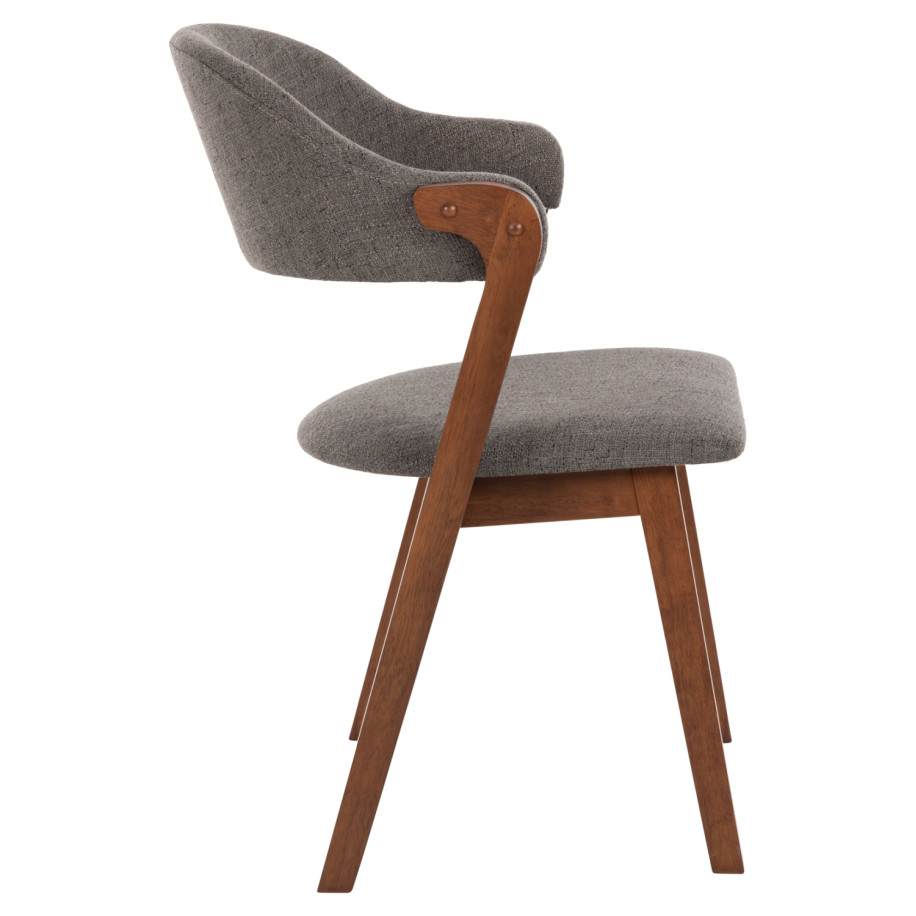 DINING CHAIR RIDER HM9734.01 RUBBERWOOD IN WALNUT COLOR-GREY FABRIC 59x59x83Hcm.
