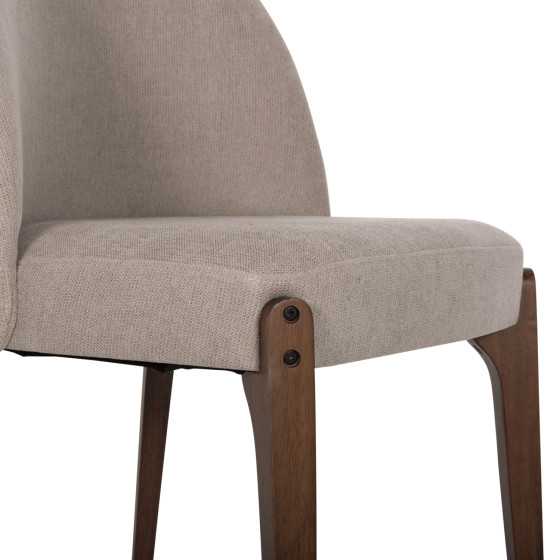 DINING CHAIR RAMMER HM9744.02 RUBBERWOOD IN WALNUT-ECRU FABRIC 57x55x86Hcm.