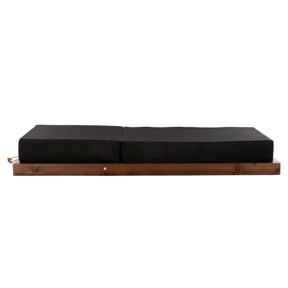 BEACH LOUNGER IKARIA LOW HM10622.01 PINE WOOD IN WALNUT COLOR-BLACK TEXTILENE-CUSHION 20cm THICK