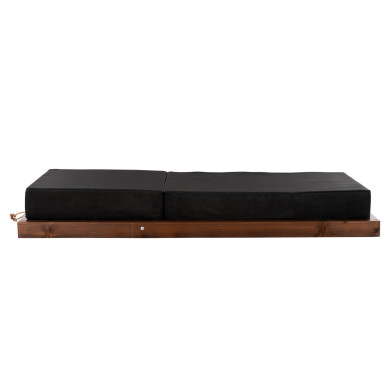 BEACH LOUNGER IKARIA LOW HM10622.01 PINE WOOD IN WALNUT COLOR-BLACK TEXTILENE-CUSHION 20cm THICK