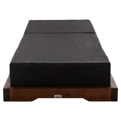 BEACH LOUNGER IKARIA LOW HM10622.01 PINE WOOD IN WALNUT COLOR-BLACK TEXTILENE-CUSHION 20cm THICK