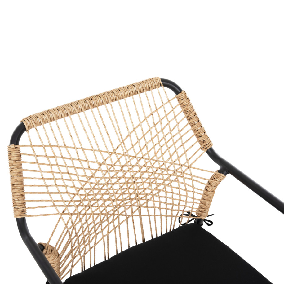 ARMCHAIR ALUMINUM TROTTER HM5865.11 DARK GREY FRAME AND BEIGE WICKER-BLACK CUSHION