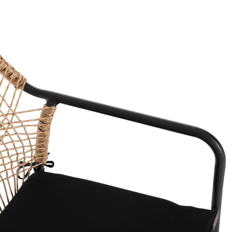 ARMCHAIR ALUMINUM TROTTER HM5865.11 DARK GREY FRAME AND BEIGE WICKER-BLACK CUSHION