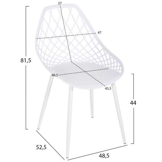 CHAIR POLYPROPYLENE LIO HM9524.11 IN WHITE COLOR WITH WHITE METAL LEGS 52x53x82Hcm.