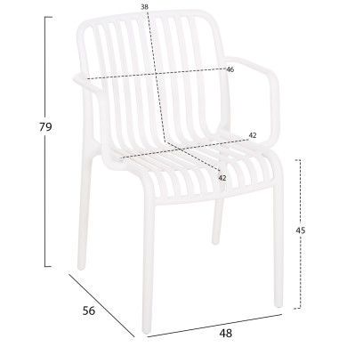 ARMCHAIR OUTDOOR CONVEE HM6105.01 POLYPROPYLENE IN WHITE 55x56x79H cm.