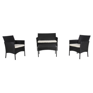 ΣΕΤ ΣΑΛΟΝΙ 4ΤΜΧ STASIA HM6089.04 ΣΥΝΘ.RATTAN ΜΑΥΡΟ-ΜΠΕΖ ΜΑΞΙΛΑΡΙΑ