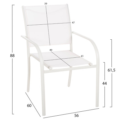OUTDOOR ARMCHAIR REDAN HM5976.02 WHITE METAL-WHITE TEXTILENE 56x60x88Hcm.