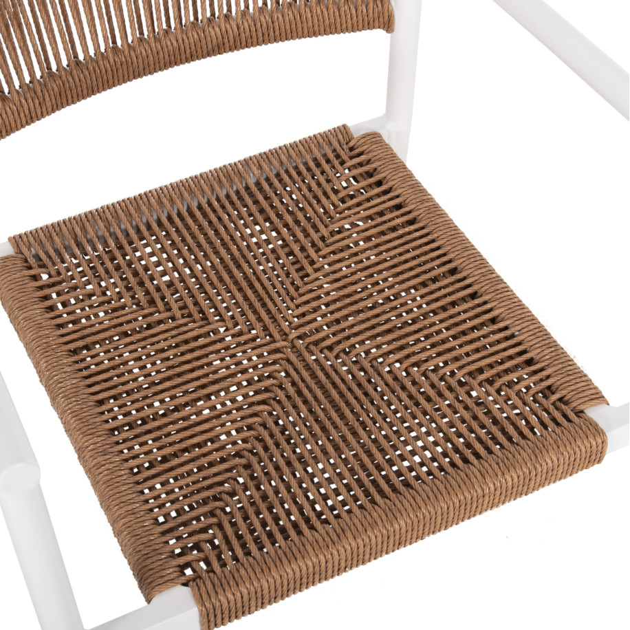 ALUMINUM ARMCHAIR STER HM5786.11 WHITE-SYNTHETIC RATTAN IN BEIGE 55,5x53x78Hcm.