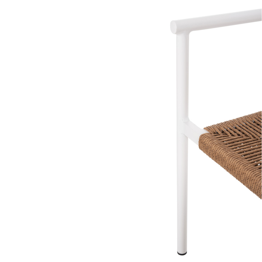 ALUMINUM ARMCHAIR STER HM5786.11 WHITE-SYNTHETIC RATTAN IN BEIGE 55,5x53x78Hcm.