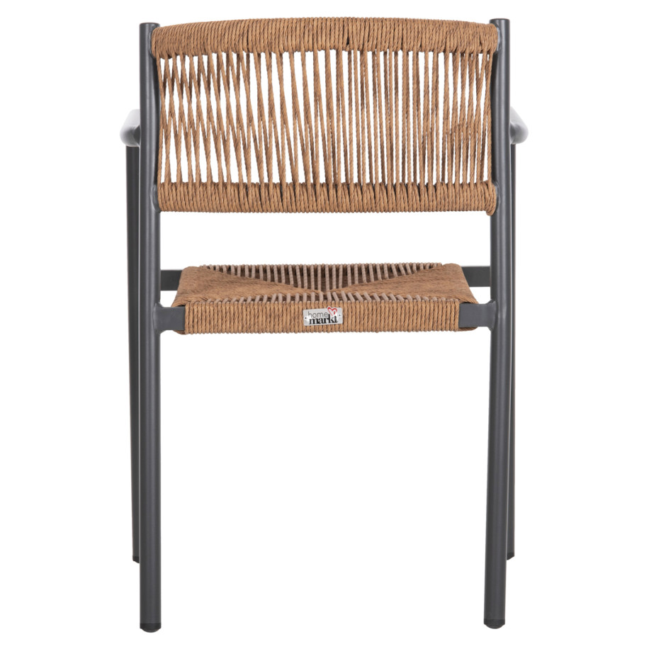ALUMINUM ARMCHAIR STER HM5786.12 ANTHRACITE-SYNTHETIC RATTAN IN BEIGE 55,5x53x78Hcm.