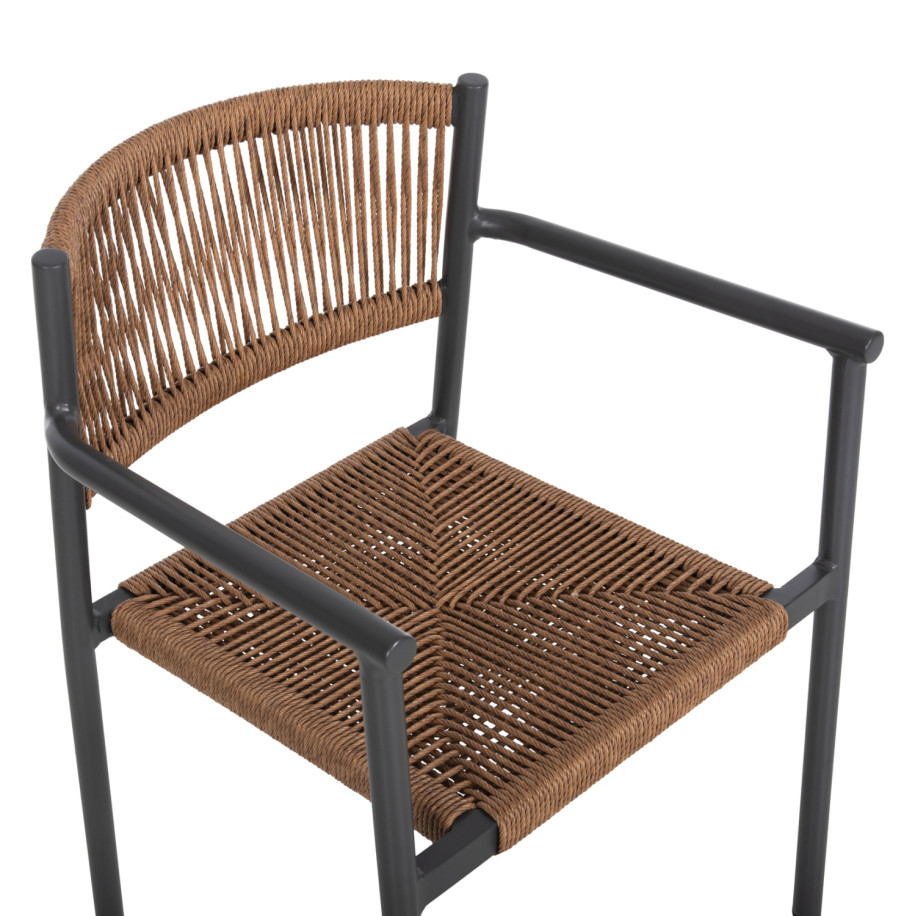 ALUMINUM ARMCHAIR STER HM5786.12 ANTHRACITE-SYNTHETIC RATTAN IN BEIGE 55,5x53x78Hcm.