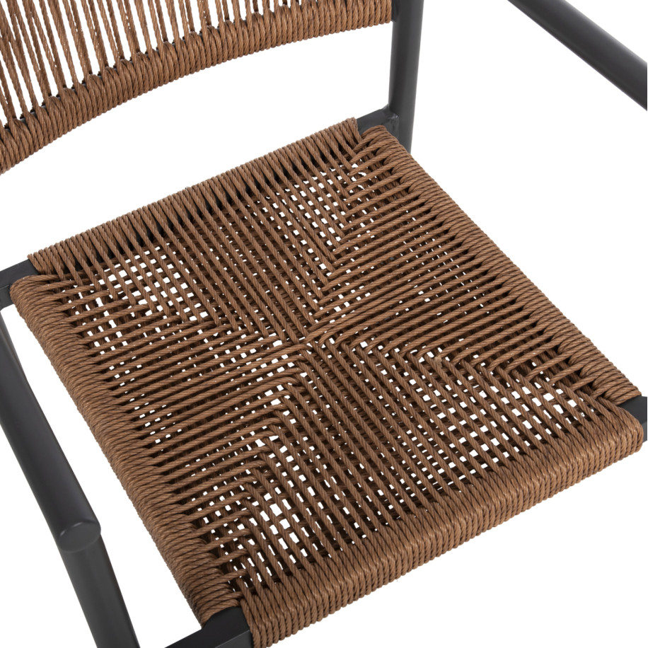 ALUMINUM ARMCHAIR STER HM5786.12 ANTHRACITE-SYNTHETIC RATTAN IN BEIGE 55,5x53x78Hcm.