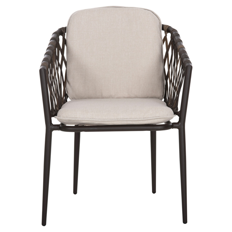 ALUMINUM ARMCHAIR BOLLY HM6080 BROWN FRAME-SYNTHETIC RATTAN IN BROWN-BEIGE CUSHIONS 58,5x67x86Hcm.
