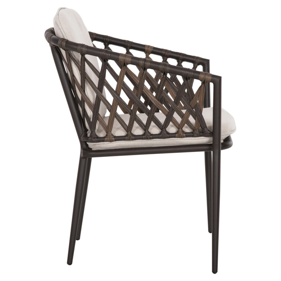 ALUMINUM ARMCHAIR BOLLY HM6080 BROWN FRAME-SYNTHETIC RATTAN IN BROWN-BEIGE CUSHIONS 58,5x67x86Hcm.