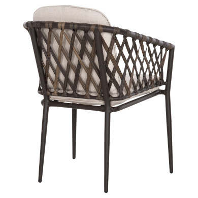 ALUMINUM ARMCHAIR BOLLY HM6080 BROWN FRAME-SYNTHETIC RATTAN IN BROWN-BEIGE CUSHIONS 58,5x67x86Hcm.