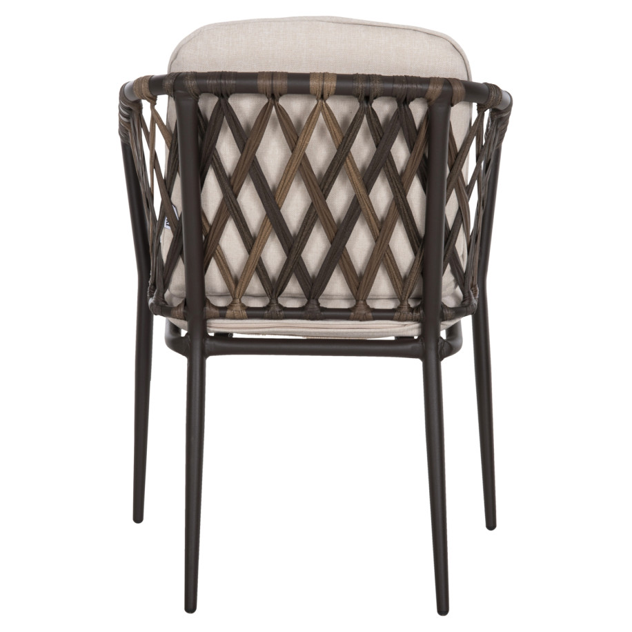 ALUMINUM ARMCHAIR BOLLY HM6080 BROWN FRAME-SYNTHETIC RATTAN IN BROWN-BEIGE CUSHIONS 58,5x67x86Hcm.