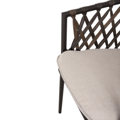 ALUMINUM ARMCHAIR BOLLY HM6080 BROWN FRAME-SYNTHETIC RATTAN IN BROWN-BEIGE CUSHIONS 58,5x67x86Hcm.