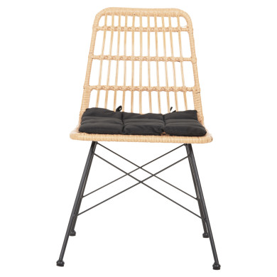 CHAIR OUTDOOR ALLEGRA HM5451.11 METAL & CUSHION BLACK- WICKER BEIGE 52x51.5x83.5Hcm.