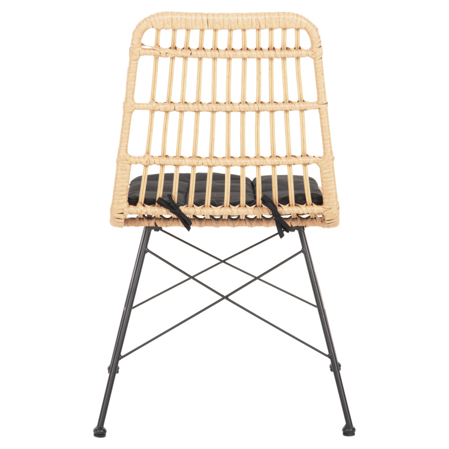CHAIR OUTDOOR ALLEGRA HM5451.11 METAL & CUSHION BLACK- WICKER BEIGE 52x51.5x83.5Hcm.