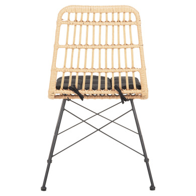 CHAIR OUTDOOR ALLEGRA HM5451.11 METAL & CUSHION BLACK- WICKER BEIGE 52x51.5x83.5Hcm.