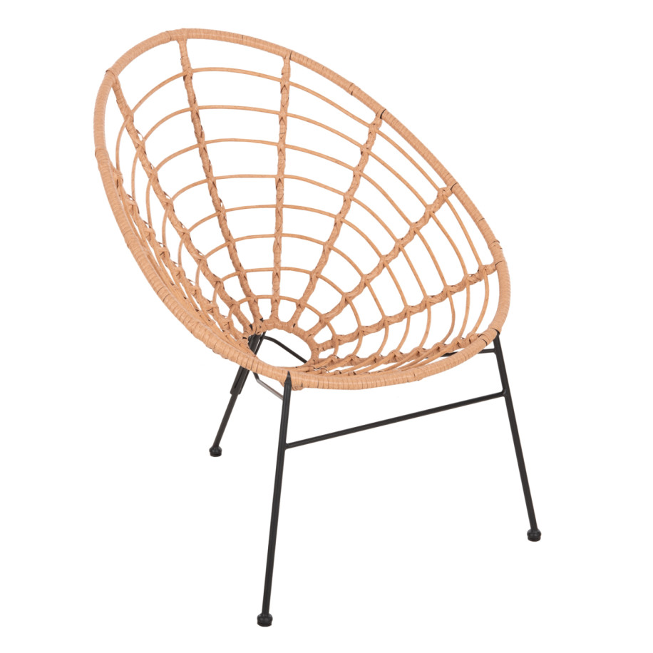 ARMCHAIR NEST-TYPE ALLEGRA HM5458.11 BLACK METAL-WICKER IN BEIGE 73x78x88H cm.