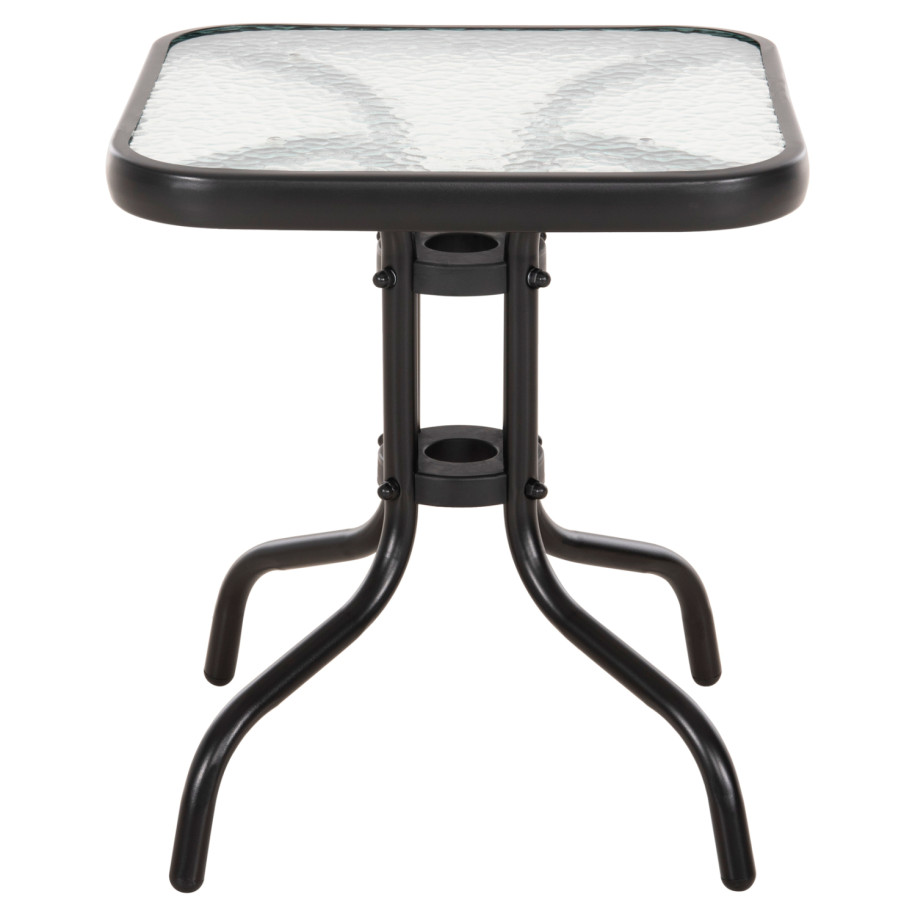 ΤΡΑΠΕΖΙ ΒΟΗΘΗΤΙΚΟ FIGO HM6067.03 ΜΕΤΑΛΛΙΚΟ ΜΑΥΡΟ-ΓΥΑΛΙΝΗ ΕΠΙΦΑΝΕΙΑ 45x45x51Yεκ