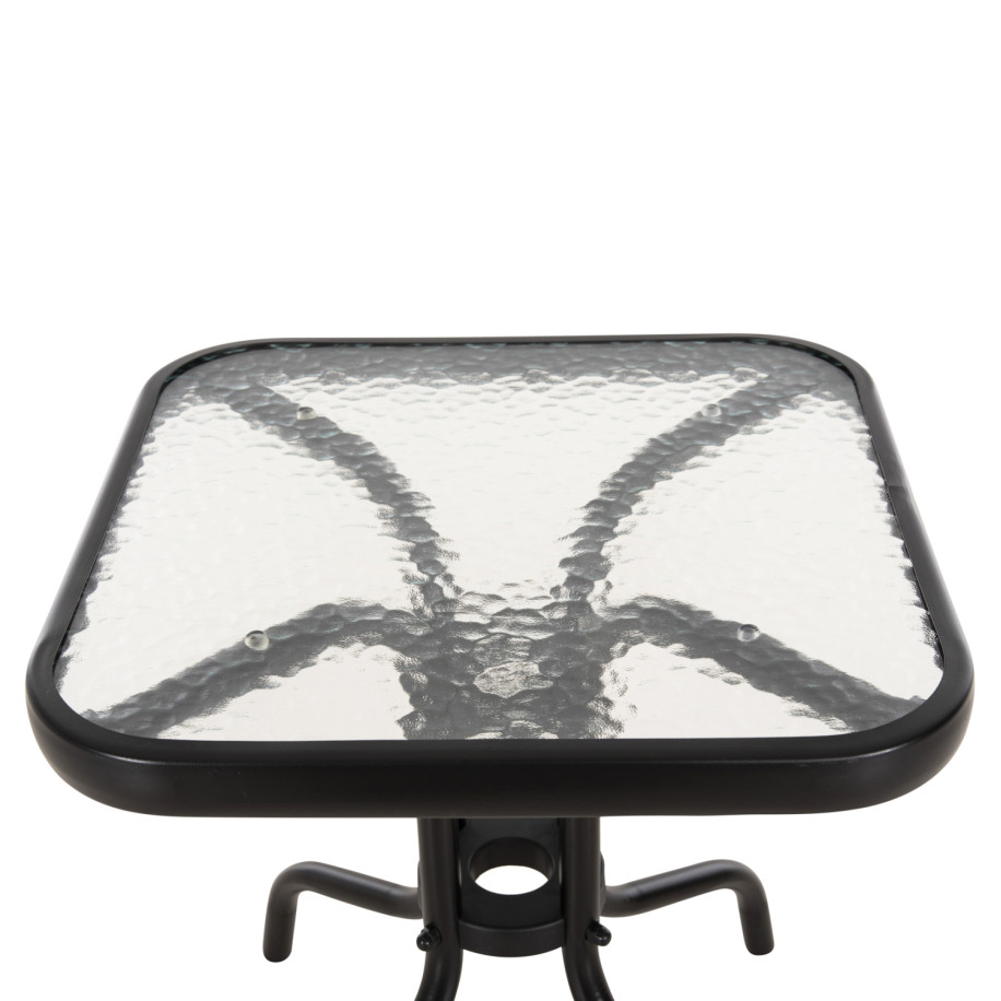 ΤΡΑΠΕΖΙ ΒΟΗΘΗΤΙΚΟ FIGO HM6067.03 ΜΕΤΑΛΛΙΚΟ ΜΑΥΡΟ-ΓΥΑΛΙΝΗ ΕΠΙΦΑΝΕΙΑ 45x45x51Yεκ