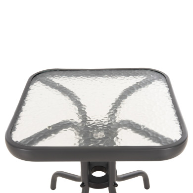 ΤΡΑΠΕΖΙ ΒΟΗΘΗΤΙΚΟ FIGO HM6067.01 ΜΕΤΑΛΛΙΚΟ ΓΚΡΙ-ΓΥΑΛΙΝΗ ΕΠΙΦΑΝΕΙΑ 45x45x51Yεκ