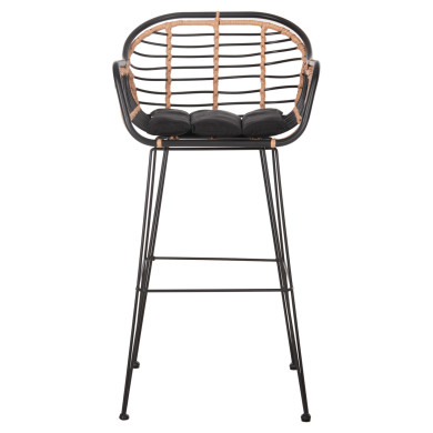 ΣΚΑΜΠΟ ΜΠΑΡ ALLEGRA HM5690.11 ΜΕΤΑΛΛΟ&ΜΑΞΙΛΑΡΙ ΜΑΥΡΟ-WICKER ΜΠΕΖ 55x54x108Υεκ.