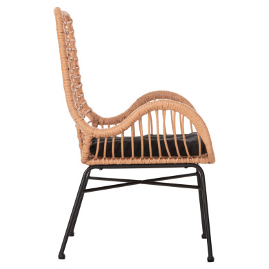 OUTDOOR ARMCHAIR BERGERE STYLE ALLEGRA HM5704.11 P.E.RATTAN BEIGE-BLACK METAL FRAME 66x59x90Hcm.